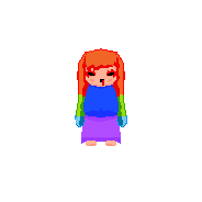 A short, fat, tailed person spinning.